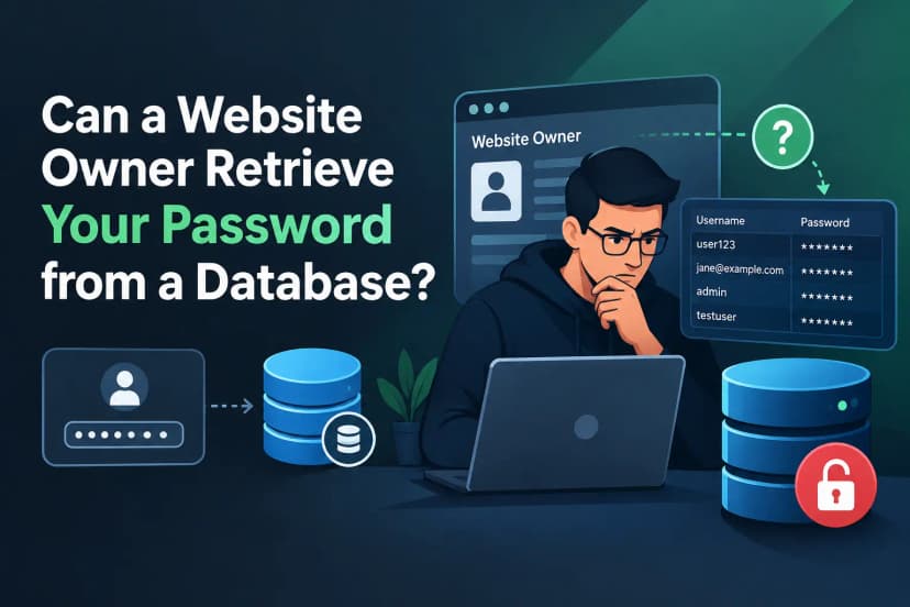 Website Password Stored as Hash in Database Diagram showing how a website hashes a user’s password before storing it in a database architectural concept blueprint