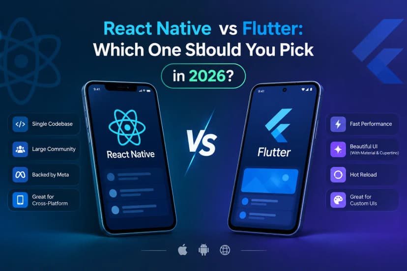 React Native vs Flutter_ 2026 Guide React Native vs Flutter: Which One Should You Pick in 2026? architectural concept blueprint